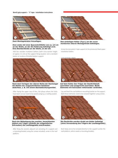 Dachtritt Steigtritt 40-120cm Komplett für Kaminpodest Laufrost PREMIUM Verzinkt